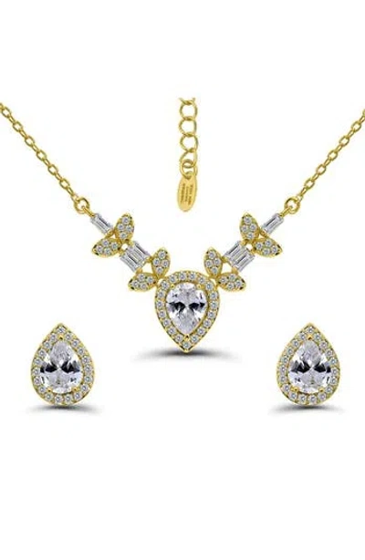 Christian Siriano Pear Cubic Zirconia Necklace & Stud Earrings Set In Multi