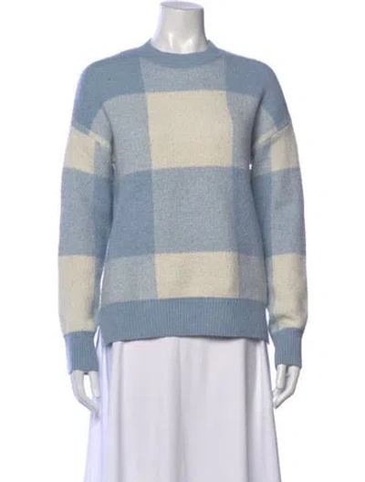 Pre-owned Christian Siriano Plaid Print Crew Neck Sweater In Blue