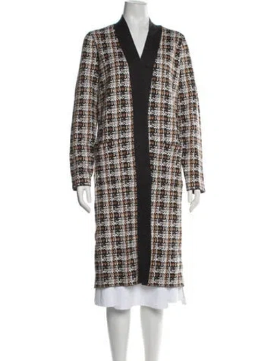 Pre-owned Christian Siriano Plaid Print Sweater In White