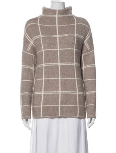 Pre-owned Christian Siriano Plaid Print Turtleneck Sweater In Purple