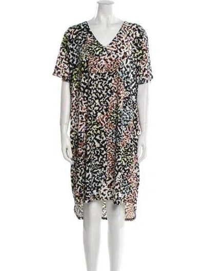 Pre-owned Christian Siriano Printed Knee-length Dress In Black