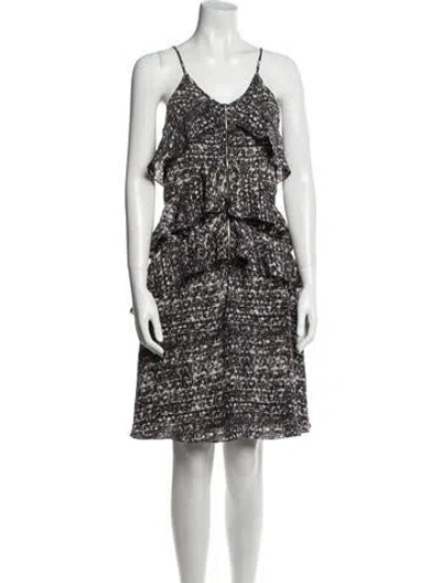 Pre-owned Christian Siriano Printed Knee-length Dress In Gray