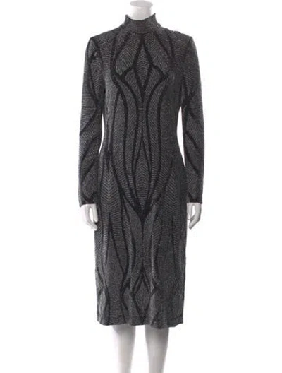 Pre-owned Christian Siriano Printed Midi Length Dress In Silver