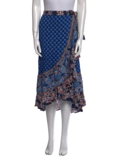 Pre-owned Christian Siriano Printed Midi Length Skirt In Blue
