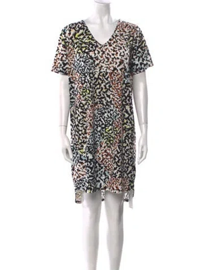 Pre-owned Christian Siriano Printed Mini Dress In Black