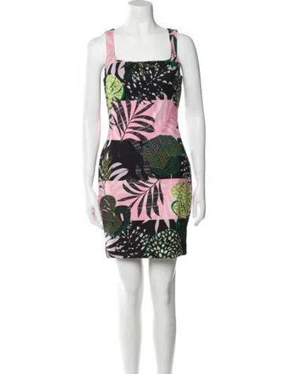 Pre-owned Christian Siriano Printed Mini Dress In Black