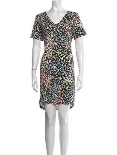 Pre-owned Christian Siriano Printed Mini Dress In Black