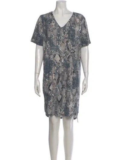 Pre-owned Christian Siriano Printed Mini Dress In Blue