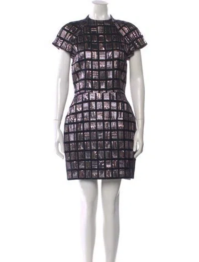 Pre-owned Christian Siriano Printed Mini Dress In Metallic/purple