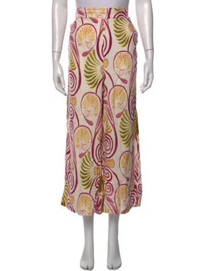 Pre-owned Christian Siriano Printed Wide Leg Pants In Multicolor