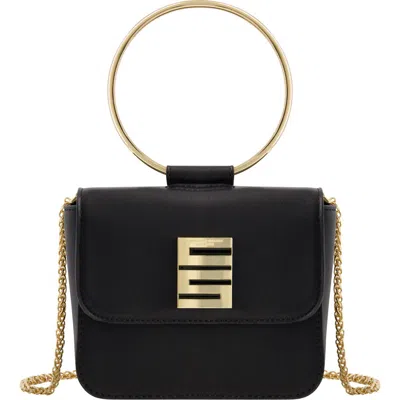 Christian Siriano Ring Handle Mini Flap Crossbody Bag In Black