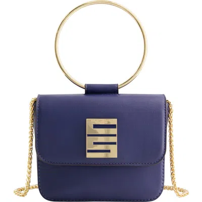 Christian Siriano Ring Handle Mini Flap Crossbody Bag In Blue