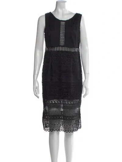 Pre-owned Christian Siriano Scoop Neck Knee-length Dress In Black