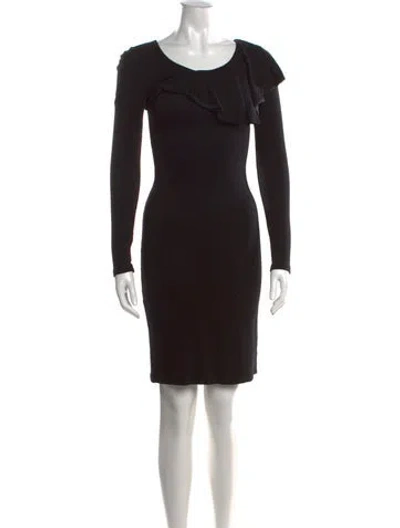 Pre-owned Christian Siriano Scoop Neck Knee-length Dress In Black