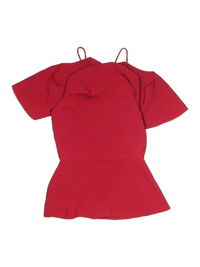 Pre-owned Christian Siriano Short Sleeve Top Red Cold Shoulder Neckline Tops