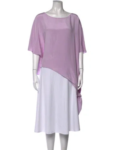 Pre-owned Christian Siriano Silk Bateau Neckline Top In Purple