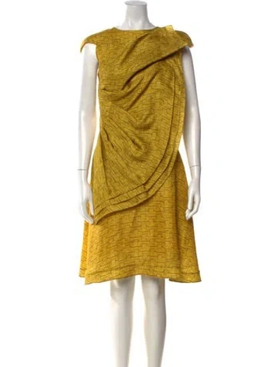 Pre-owned Christian Siriano Silk Knee-length Dress In Yellow