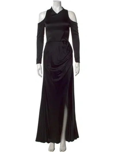 Pre-owned Christian Siriano Silk Long Dress In Black