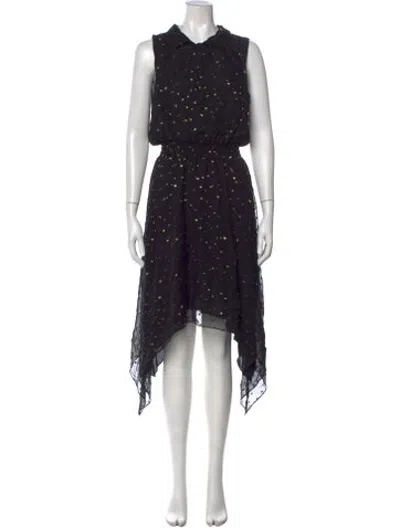 Pre-owned Christian Siriano Silk Long Dress In Black