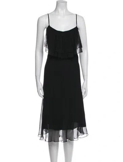 Pre-owned Christian Siriano Silk Midi Length Dress In Black