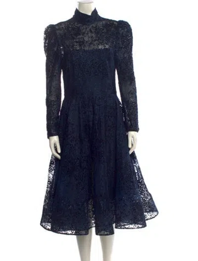 Pre-owned Christian Siriano Silk Midi Length Dress In Blue