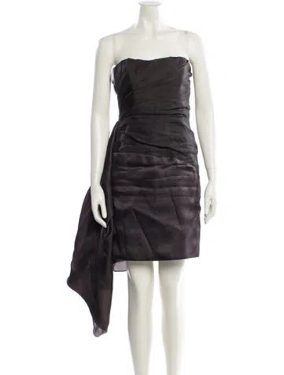 Pre-owned Christian Siriano Silk Mini Dress In Gray