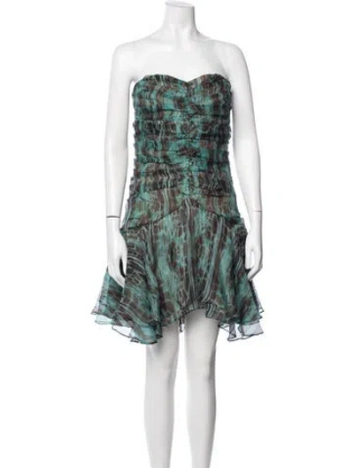Pre-owned Christian Siriano Silk Mini Dress In Green