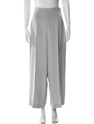 Pre-owned Christian Siriano Silk Wide Leg Pants In Gray