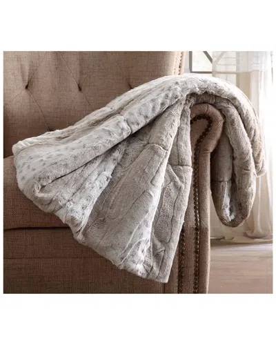 Christian Siriano Snow Leopard Fur Filled Neutral Throw With Gift Box