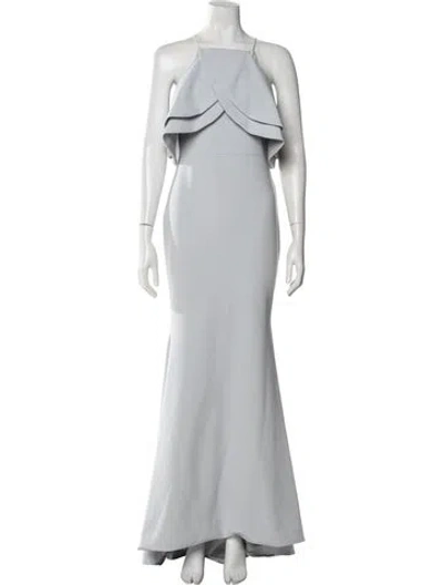 Pre-owned Christian Siriano Square Neckline Long Dress In Gray