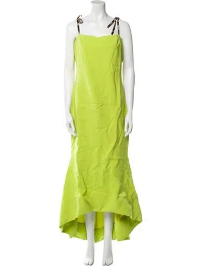 Pre-owned Christian Siriano Square Neckline Long Dress In Green