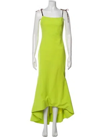 Pre-owned Christian Siriano Square Neckline Long Dress In Green