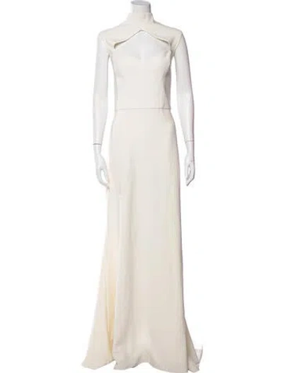 Pre-owned Christian Siriano Square Neckline Long Dress In Neutral