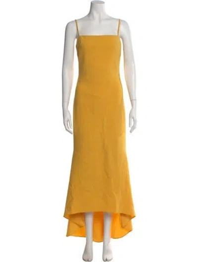 Pre-owned Christian Siriano Square Neckline Long Dress In Yellow