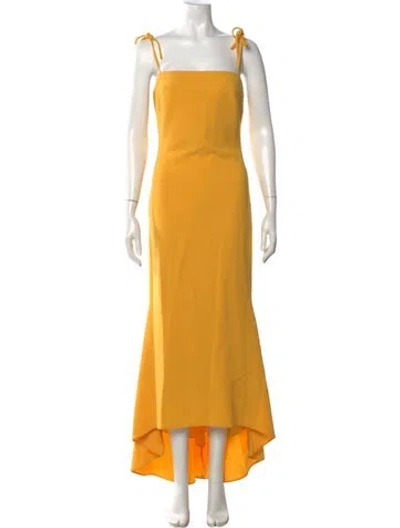 Pre-owned Christian Siriano Square Neckline Long Dress In Yellow