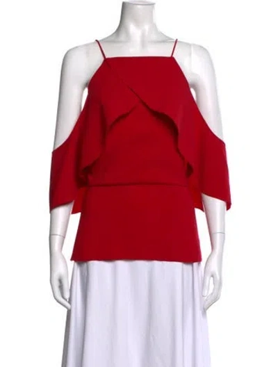 Pre-owned Christian Siriano Square Neckline Sleeveless Top In Red