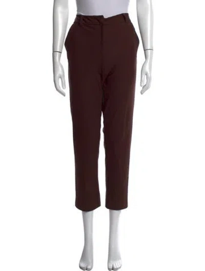 Pre-owned Christian Siriano Straight Leg Pants In Brown
