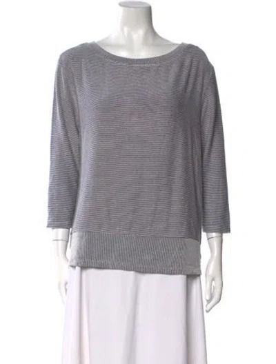 Pre-owned Christian Siriano Striped Bateau Neckline Sweater In Blue