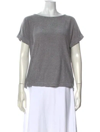 Pre-owned Christian Siriano Striped Bateau Neckline T-shirt In Blue
