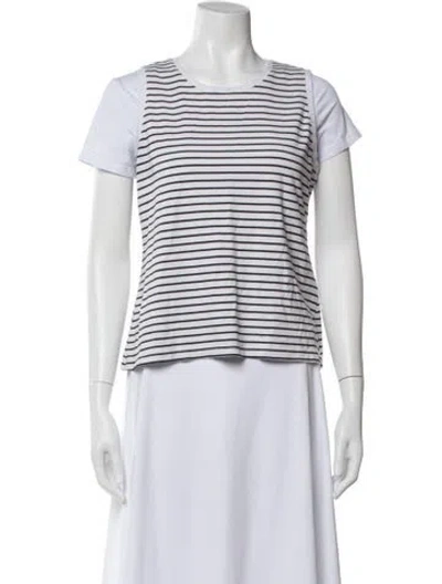 Pre-owned Christian Siriano Striped Crew Neck T-shirt In White