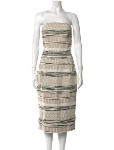 Pre-owned Christian Siriano Striped Knee-length Dress In Neutrals