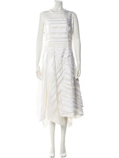 Pre-owned Christian Siriano Striped Midi Length Dress In Neutral