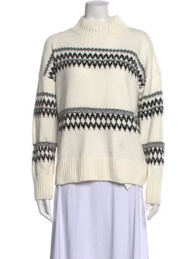 Pre-owned Christian Siriano Striped Mock Neck Sweater In Neutral