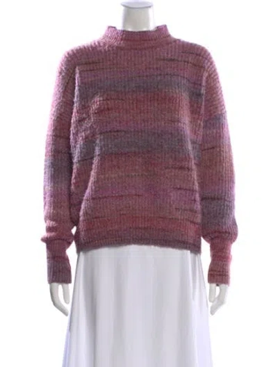 Pre-owned Christian Siriano Striped Turtleneck Sweater In Purple