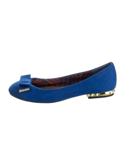 Pre-owned Christian Siriano Suede Plaid Print Ballet Flats In Blue
