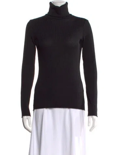 Pre-owned Christian Siriano Turtleneck Long Sleeve Top In Black