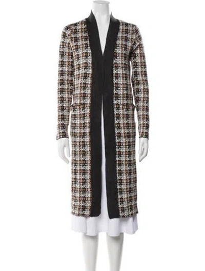 Pre-owned Christian Siriano Tweed Pattern Open Front Sweater W/ Tags In Black