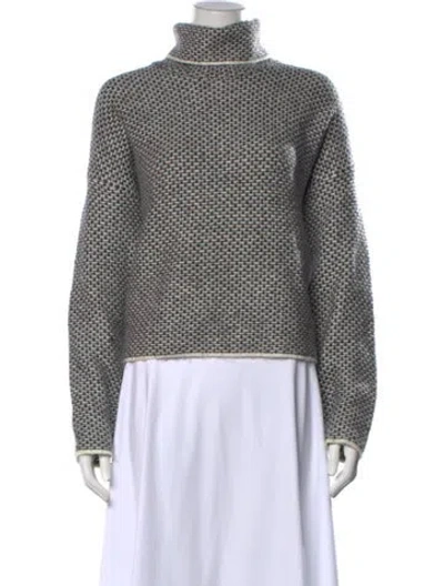 Pre-owned Christian Siriano Tweed Pattern Turtleneck Sweater In Black