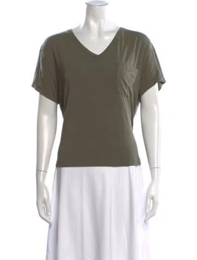 Pre-owned Christian Siriano V-neck Short Sleeve T-shirt In Green