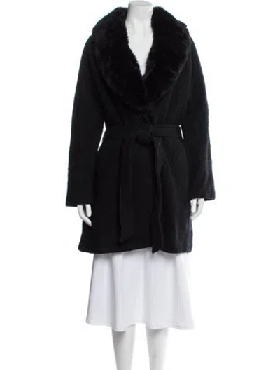 Pre-owned Christian Siriano Wool Faux Fur Coat In Black